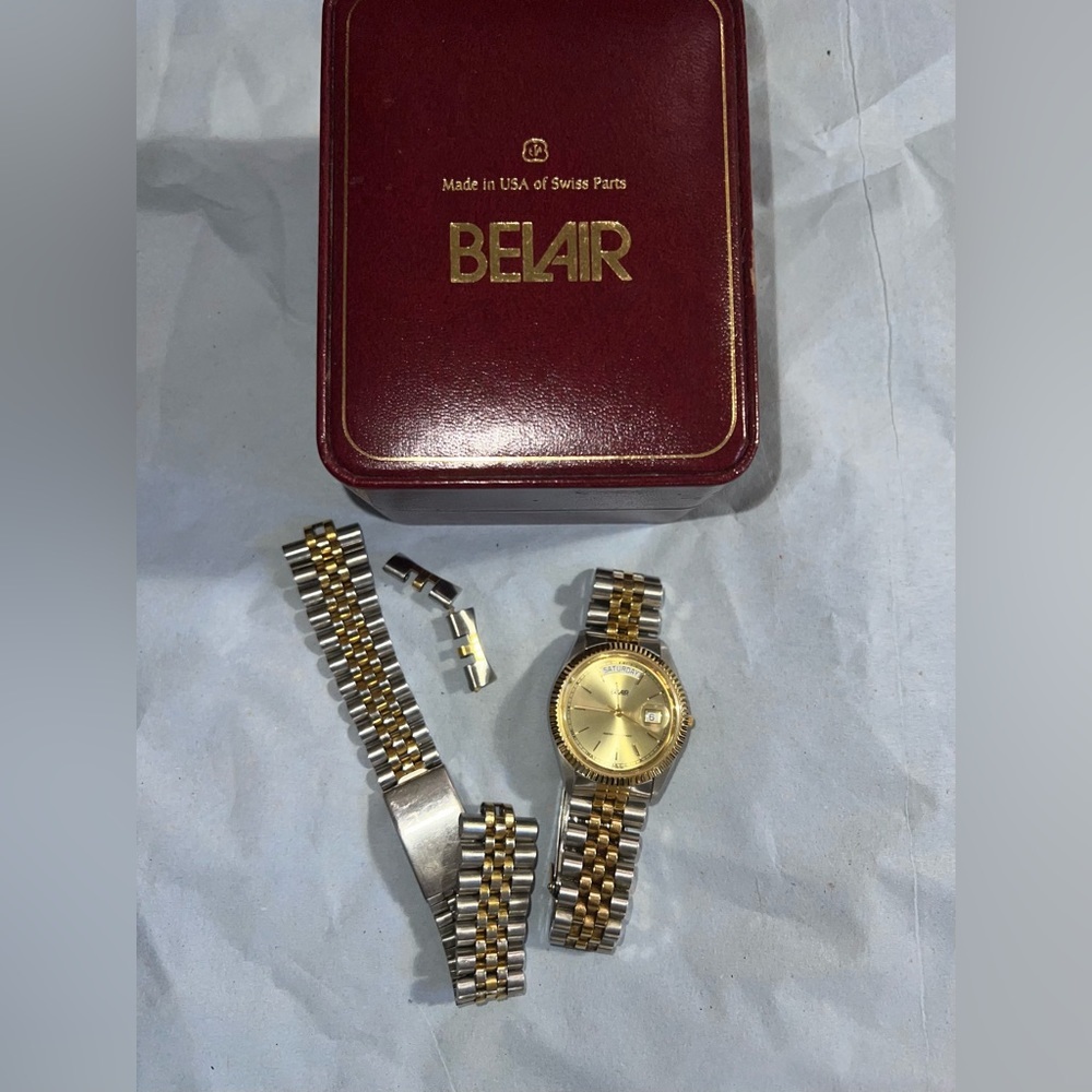 Belair two toned watch with day/date + box + extra band and link. Swiss parts​